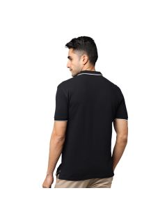 Greys & Blues Pima Polo T-Shirt - Black With White Tipping