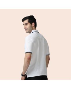 Marks & Spencer Polo T-shirt Tipping-White with Blue