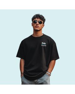 Greys&Blues Pima Oversized Round neck T-Shirt-Black